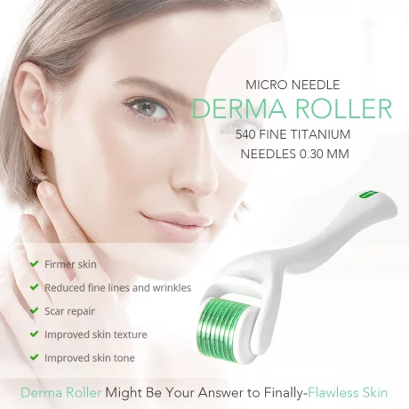 Aparat de masaj facial Dermaroller NEUTRIHERBS, 540 de ace titanium, 0.3 mm