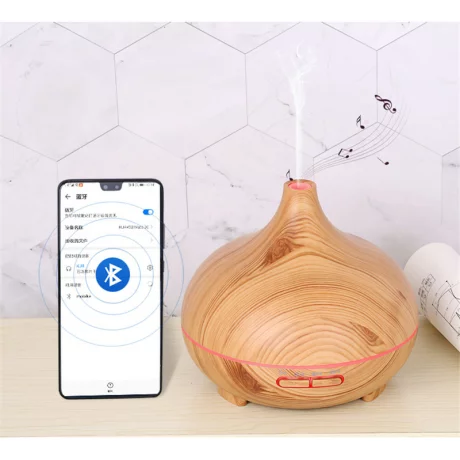 Difuzor aromaterapie cu ultrasunete, bluetooth, muzica si lumina LED 7 culori V-Rising VR-N10B, 550 ml, lemn deschis