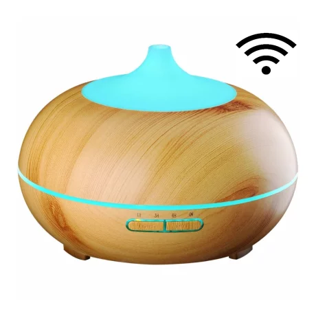 Difuzor aromaterapie cu ultrasunete, Smart WiFi, lumina LED 7 culori V-Rising VR-N09, 550 ml, lemn deschis