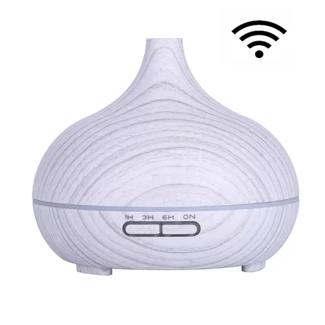Difuzor aromaterapie cu ultrasunete, Smart WiFi, lumina LED 7 culori V-Rising VR-N10S, 400 ml, lemn alb
