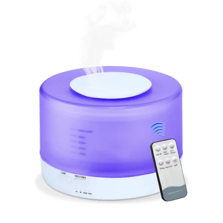 Difuzor aromaterapie cu ultrasunete, telecomanda, bluetooth, muzica, lumina LED 7 culori, V-Rising VR-WX30S, 500 ml, alb