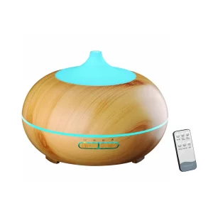 Difuzor aromaterapie cu ultrasunete, telecomanda si lumina LED 7 culori V-Rising VR-N09RC, 550 ml, lemn deschis