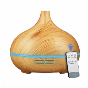 Difuzor aromaterapie cu ultrasunete, telecomanda si lumina LED 7 culori V-Rising VR-N10RC, 550 ml, lemn deschis