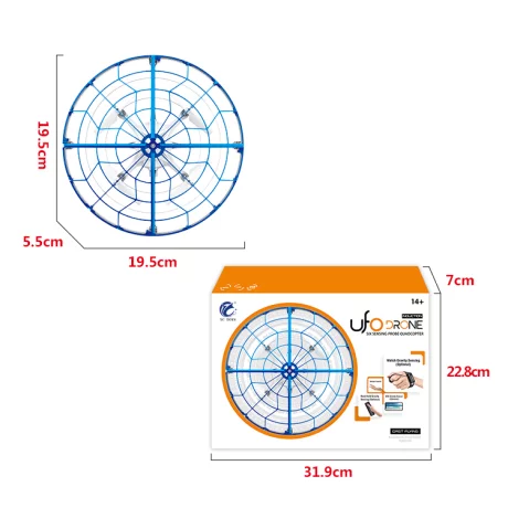 Drona OZN, disc zburator interactiv cu telecomanda si senzori infrarosu YC Toys, lumina LED, bleu