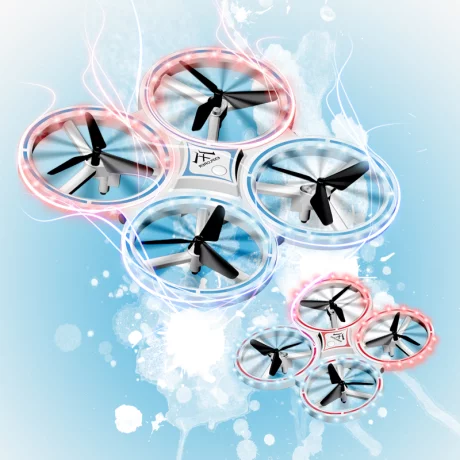 Drona Quadcopter Discovery Explorer, telecomanda ceas, control prin gesturi, senzori infarosu, YC-002, Alb/Rosu