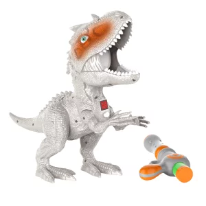 Jucarie interactiva Dinozaur si pistol cu bile din spuma EVA, sunete, aburi, display pentru scor, SKYNOR® 003-8