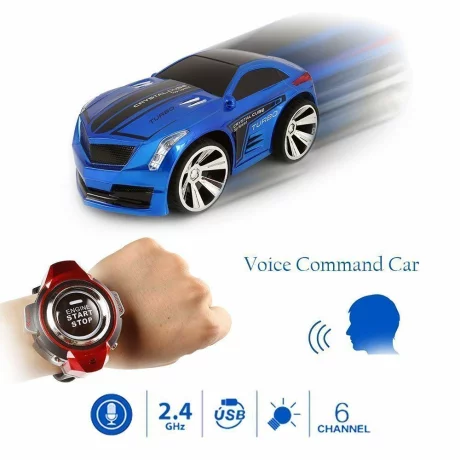 Masina cu telecomanda smartwatch si comanda vocala, Hoshi, albastru