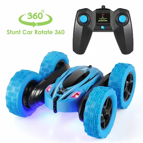 Masinuta cu telecomanda Stunt Car Double Star D828, 4WD, 2.4 GHz, lumini led, 1:24, bleu