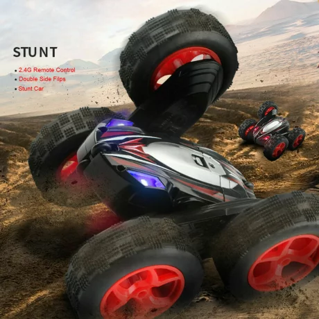 Masinuta cu telecomanda Stunt Car Double Star D828, 4WD, 2.4 GHz, lumini led, 1:24, negru