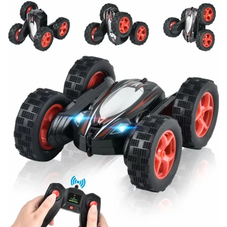 Masinuta cu telecomanda Stunt Car Double Star D828, 4WD, 2.4 GHz, lumini led, 1:24, negru