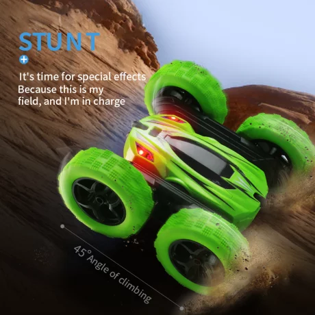 Masinuta cu telecomanda Stunt Car Double Star D828, 4WD, 2.4 GHz, lumini led, 1:24, verde