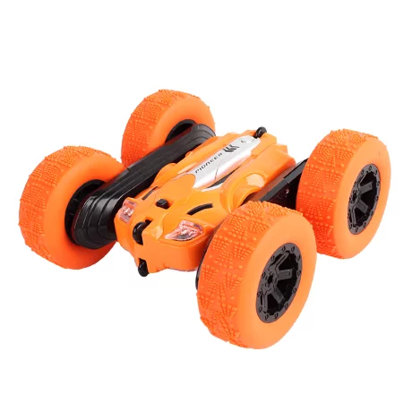 Masinuta Stunt Racing 4WD, telecomanda 2.4 GHz, lumini led, rotire 360 de grade, acumulator 3.7V 500 mAh, Alhena Store® LH-C014S, 1:24, portocaliu