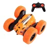 Masinuta Stunt Racing 4WD, telecomanda 2.4 GHz, lumini led, rotire 360 de grade, acumulator 3.7V 500 mAh, Alhena Store® LH-C014S, 1:24, portocaliu