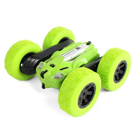 Masinuta Stunt Racing 4WD, telecomanda 2.4 GHz, lumini led, rotire 360 de grade, acumulator 3.7V 500 mAh, Alhena Store® LH-C014S, 1:24, verde