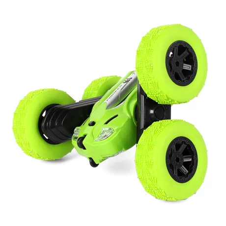 Masinuta Stunt Racing 4WD, telecomanda 2.4 GHz, lumini led, rotire 360 de grade, acumulator 3.7V 500 mAh, Alhena Store® LH-C014S, 1:24, verde