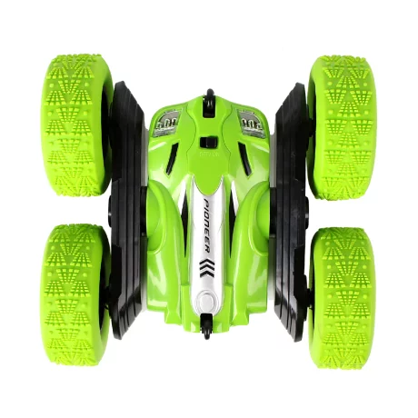Masinuta Stunt Racing 4WD, telecomanda 2.4 GHz, lumini led, rotire 360 de grade, acumulator 3.7V 500 mAh, Alhena Store® LH-C014S, 1:24, verde