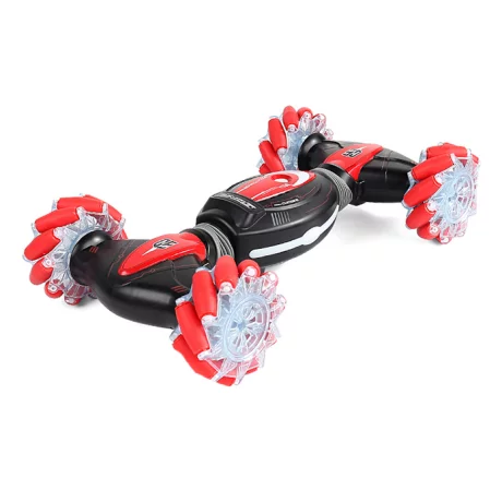 Masinuta Twist Climbing Car, telecomanda 2.4 GHz, telecomanda ceas, control gestual, lumini led, sunete, Willesu Toys RQ2087, 1:16, negru/rosu