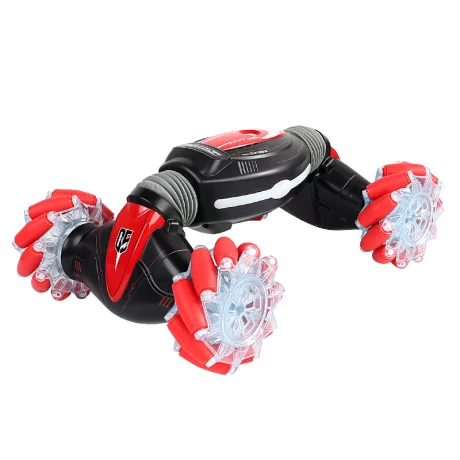 Masinuta Twist Climbing Car, telecomanda 2.4 GHz, telecomanda ceas, control gestual, lumini led, sunete, Willesu Toys RQ2087, 1:16, negru/rosu