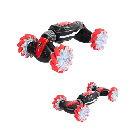 Masinuta Twist Climbing Car, telecomanda 2.4 GHz, telecomanda ceas, control gestual, lumini led, sunete, Willesu Toys RQ2087, 1:16, negru/rosu