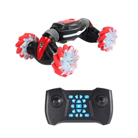 Masinuta Twist Climbing Car, telecomanda 2.4 GHz, telecomanda ceas, control gestual, lumini led, sunete, Willesu Toys RQ2087, 1:16, negru/rosu