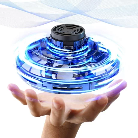 Mini drona Flynova, flying spinner cu lumina led, Albastru