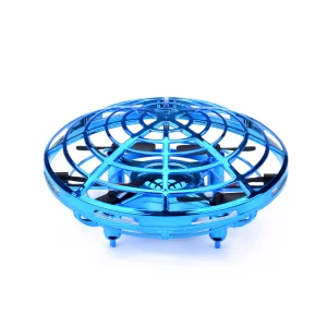 Mini drona OZN disc zburator interactiv, 3 senzori infrarosu, lumina LED, YC Toys, bleu