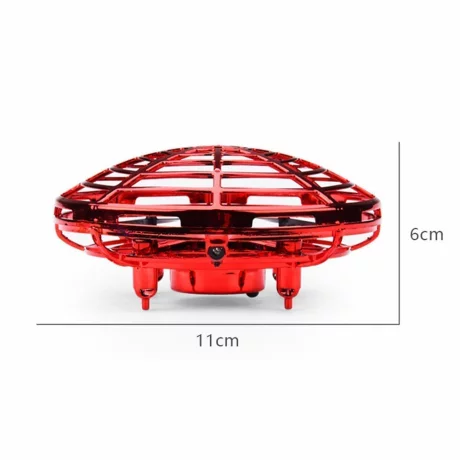 Mini drona OZN disc zburator interactiv, 3 senzori infrarosu, lumina LED, YC Toys, rosu