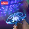 Mini drona OZN, disc zburator interactiv cu 5 senzori infrarosu, lumina LED, Skynor SQN-005, bleu