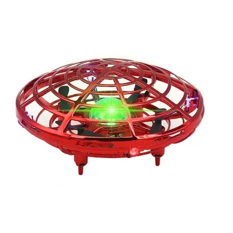 Mini drona OZN, disc zburator interactiv cu 5 senzori infrarosu, lumina LED, Skynor SQN-005, rosu