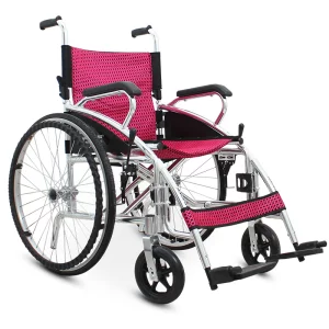 Scaun cu rotile din aluminiu, pliabil, Maidesite 115, roz