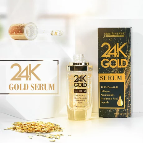 Ser cu Acid Hialuronic si Aur 24K, NEUTRIHERBS 24K GOLD, 30 ml