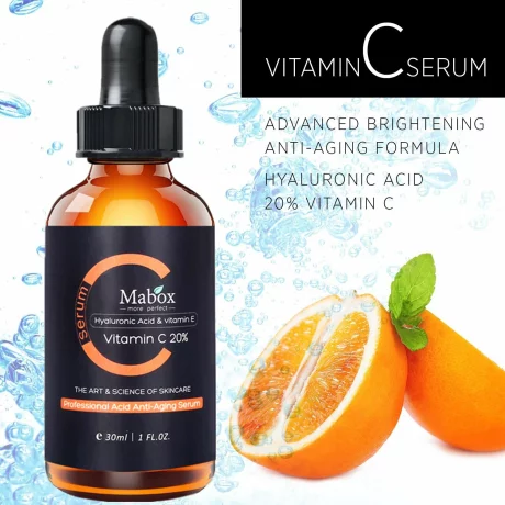 Ser cu Vitamina C 20%, Acid Hialuronic si Vitamina E Mabox, 30ml