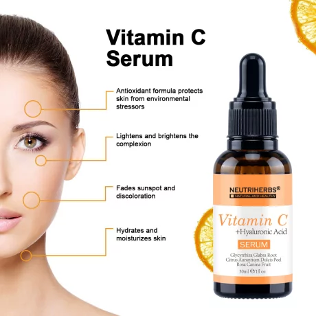 Ser cu Vitamina C si Acid Hialuronic NEUTRIHERBS, 30ml