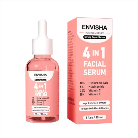 Ser facial Envisha 4 in 1, Acid Hialuronic 10%, Niacinamida 5%, Vitamina C 30%, Vitamina E10%, 30 ml