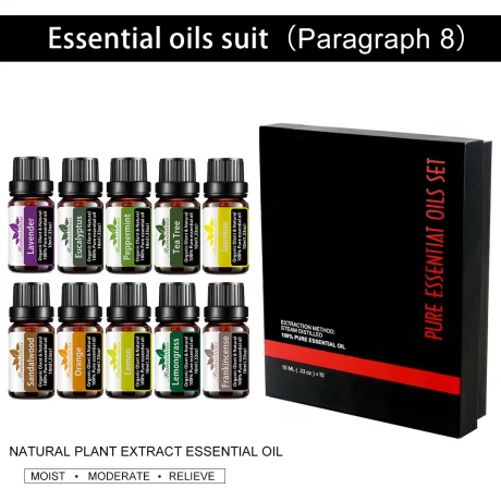 Set 10 uleiuri esentiale - Lavanda, Eucalipt, Menta, Tea Tree, Iasomie, Santal, Portocala, Lamaie, Lemongrass, Tamaie, M10/1 - 10 x 10 ml