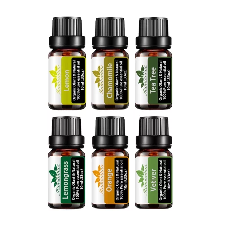 Set 6 uleiuri esentiale - Portocala, Lemongrass, Lamaie, Tea Tree, Musetel, Vetiver, M2 - 6 x 10 ml