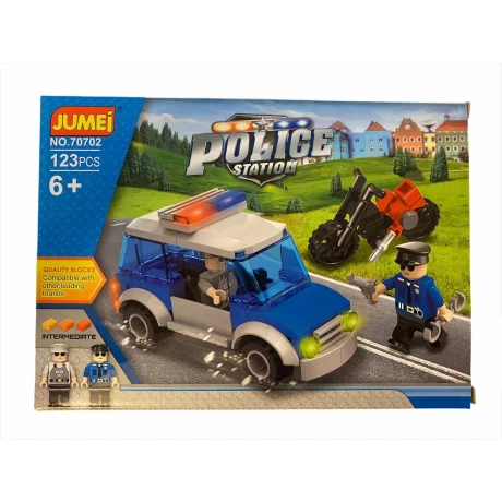 Set de constructie pentru copii Police Station, 123 de piese, Jumei, multicolor