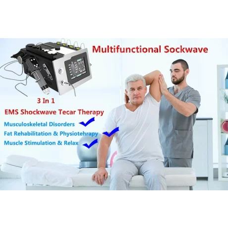 Combina multifunctionala 3 in 1 Smart Tecar, Shockwave,  Electroterapie pentru fiziokinetoterapie SW28