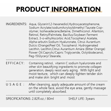 Lotiune cu Retinol Vibrant Glamour, Complex dublu Retinol, Vitamina C, Acid Hialuronic, anti-imbatranire, antirid, hidratare, 80 ml