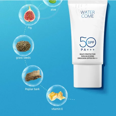 Crema  de protecție solară minerală pentru piele sensibilă, SPF 50+ PA++, Formula blândă, Water Come, 50g