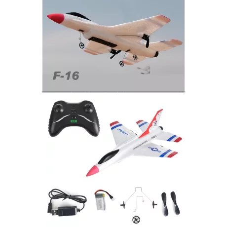 Avion din spuma cu telecomanda 2.4GHZ, F-16 Thunderbirds, Alhena Store® FX823, alb