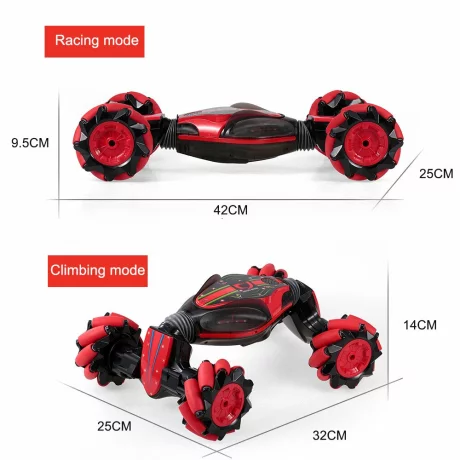 Masinuta Twist Air Gesture Car, Stunt Car, telecomanda 2.4 GHz, telecomanda ceas, control gestual, lumini led, sunete, 83A, Rosu