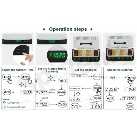 Cutie inteligenta pentru pastile cu memento, ceas deșteptător, afisaj led, 7 alarme pe zi