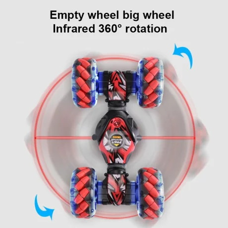 Masinuta Twist Air Gesture Car, Stunt Car, telecomanda 2.4 GHz, telecomanda ceas, control gestual, lumini led, sunete, 86A Rosu