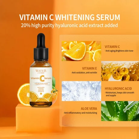 Ser cu Vitamina C, Acid Hialuronic, Hamamelis, Vitamina E si Aloe Vera, hidratant, antirid, anti-imbatranire, WATERCOME, 30 ml