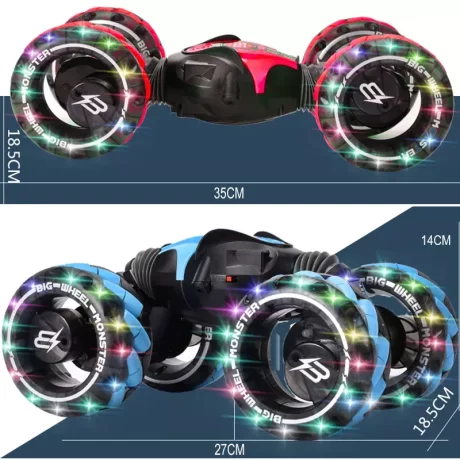 Masinuta Twist Air Gesture Car, Stunt Car, telecomanda 2.4 GHz, telecomanda ceas, control gestual, lumini led, sunete,86 Albastru