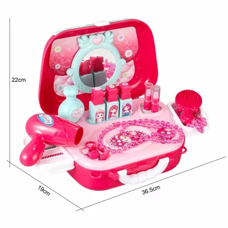 Set de infrumusetare pentru fetite 2 in 1 Gentuta Beauty Fashion Girls, 20 accesorii, roz