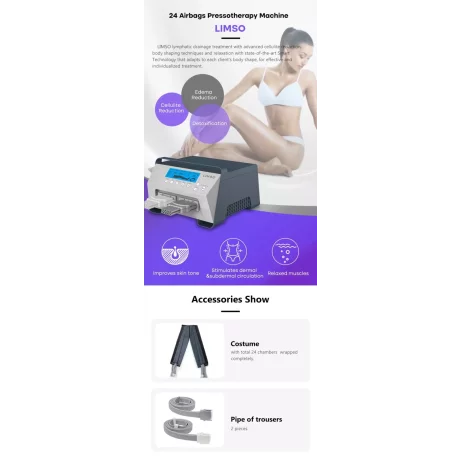 Aparat drenaj limfatic Alhena®, profesional  cu 24 de camere, limfedem după mastectomie, Artrită reumatoidă, Insuficiență venoasă cronică, Fibromialgie, Menopauză, Chirurgie ortopedică, Osteoartrită;