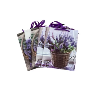 Set 5 Pungi cadou, ghiveci cu flori de lavanda, 26 X 32 X 10, Alhena®