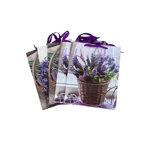 Set 5 Pungi cadou, ghiveci cu flori de lavanda, 26 X 32 X 10, Alhena®